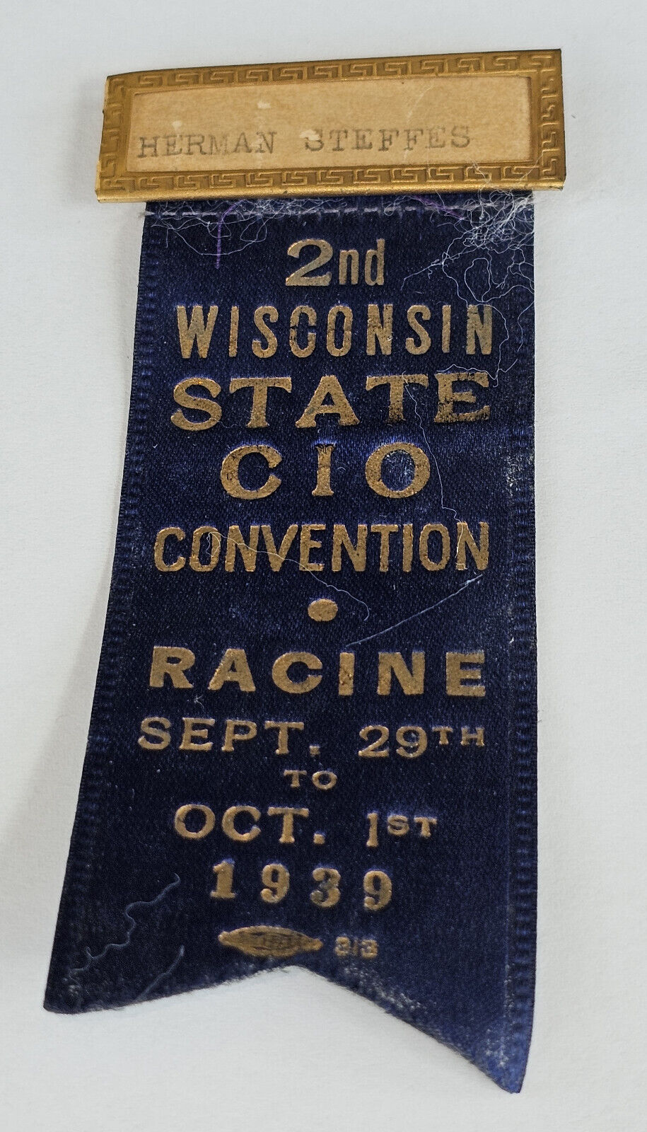 1939 Racine, WI  2nd CIO State Convention Hanging Ribbon union related