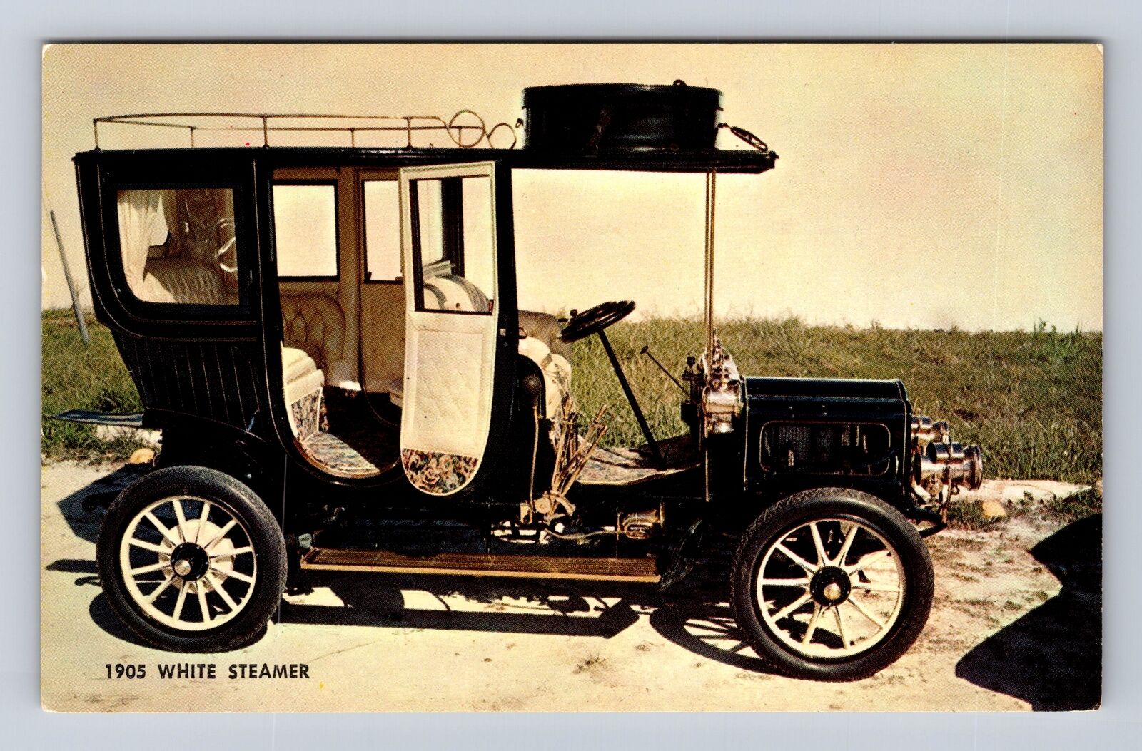 1905 White Steamer, Automobile, Vintage Souvenir Postcard