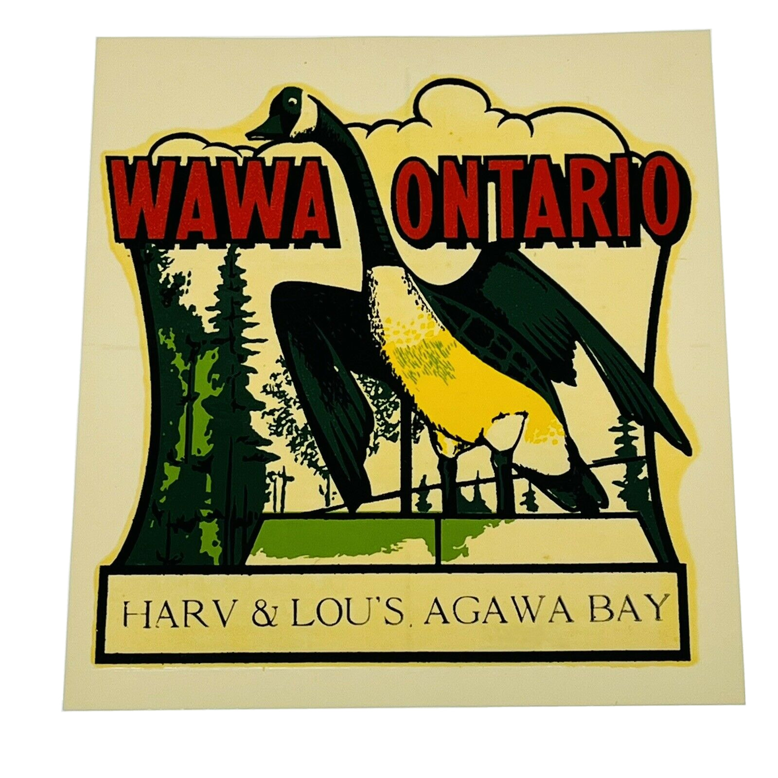 Vintage Wawa Ontario Canada Harv & Lou\'s Agawa Bay Souvenir Decal