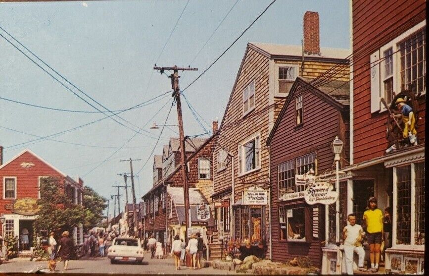 Rockport Massachusetts 1960s Postcard Bearskin Neck Gift Shops Art Galleries
