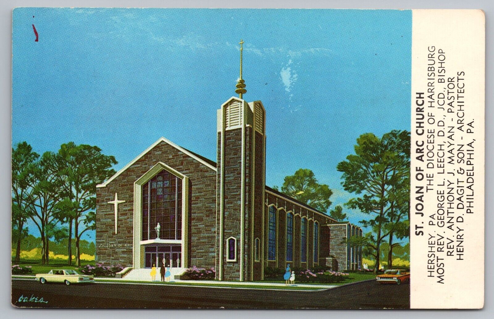 Postcard St Joan of Arc Catholic Church Hershey PA Pennsylvania
