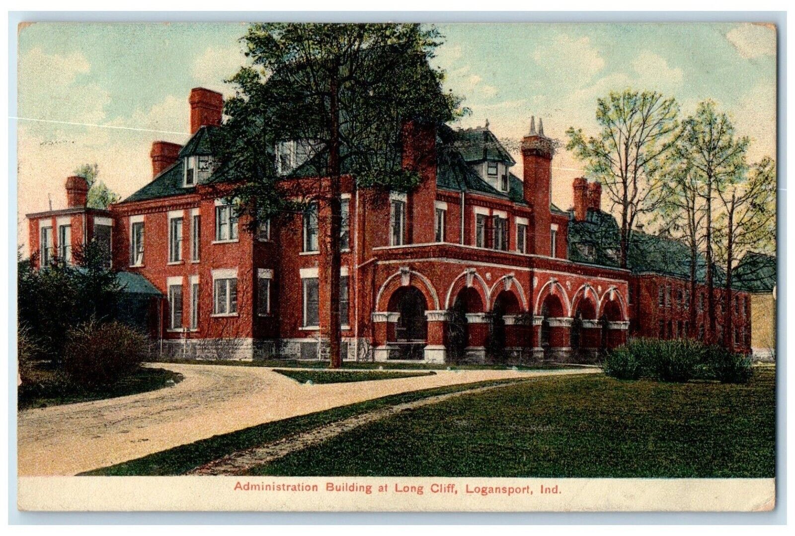 1910 Administration Building At Long Cliff Logansport Indiana IN Posted Postcard