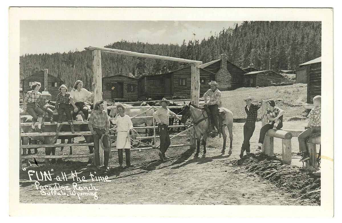 Vintage Real Photo Postcard Paradise Ranch Buffalo Wyoming WY RPPC