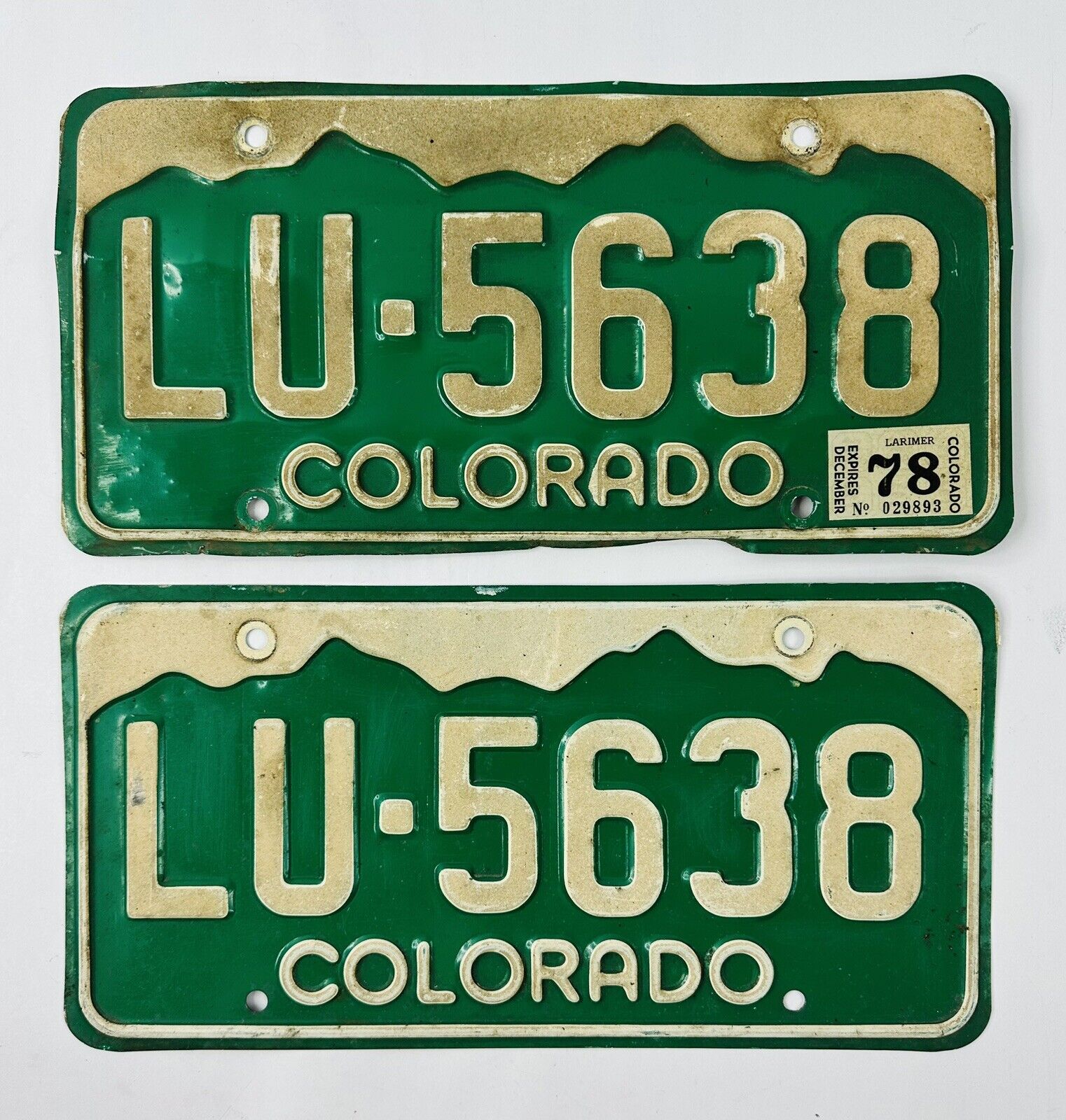 Set of 2 Vintage 1970’s COLORADO License Plates