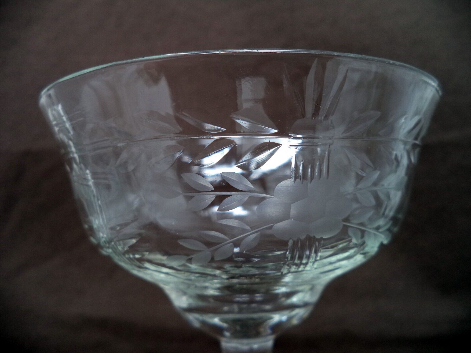 Antique/Vintage Etched Crystal/Glass Champagne Glass