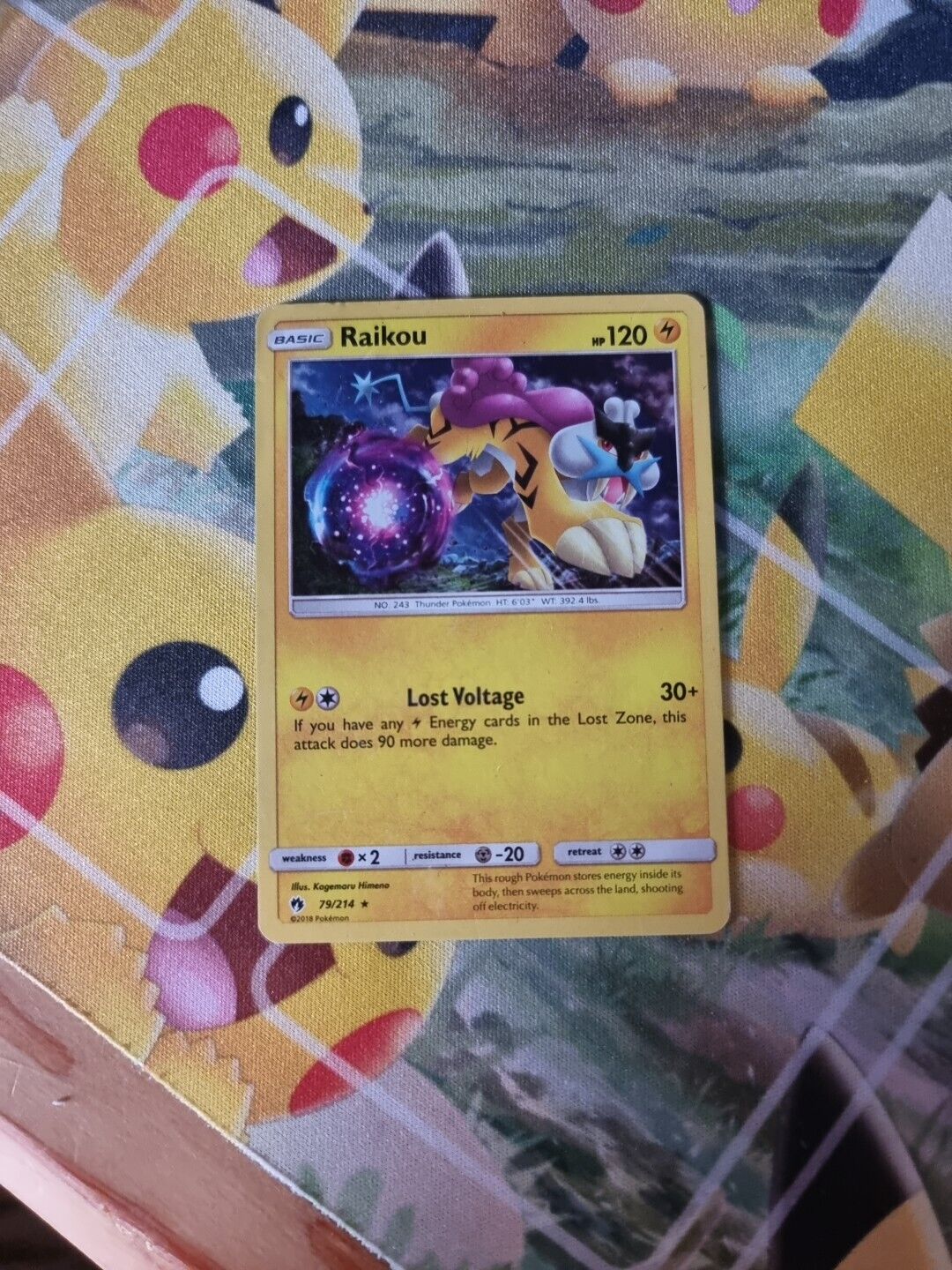 Pokemon Card Raikou 79/214 Shattered Holo Rare Theme Deck Lost Thunder MP