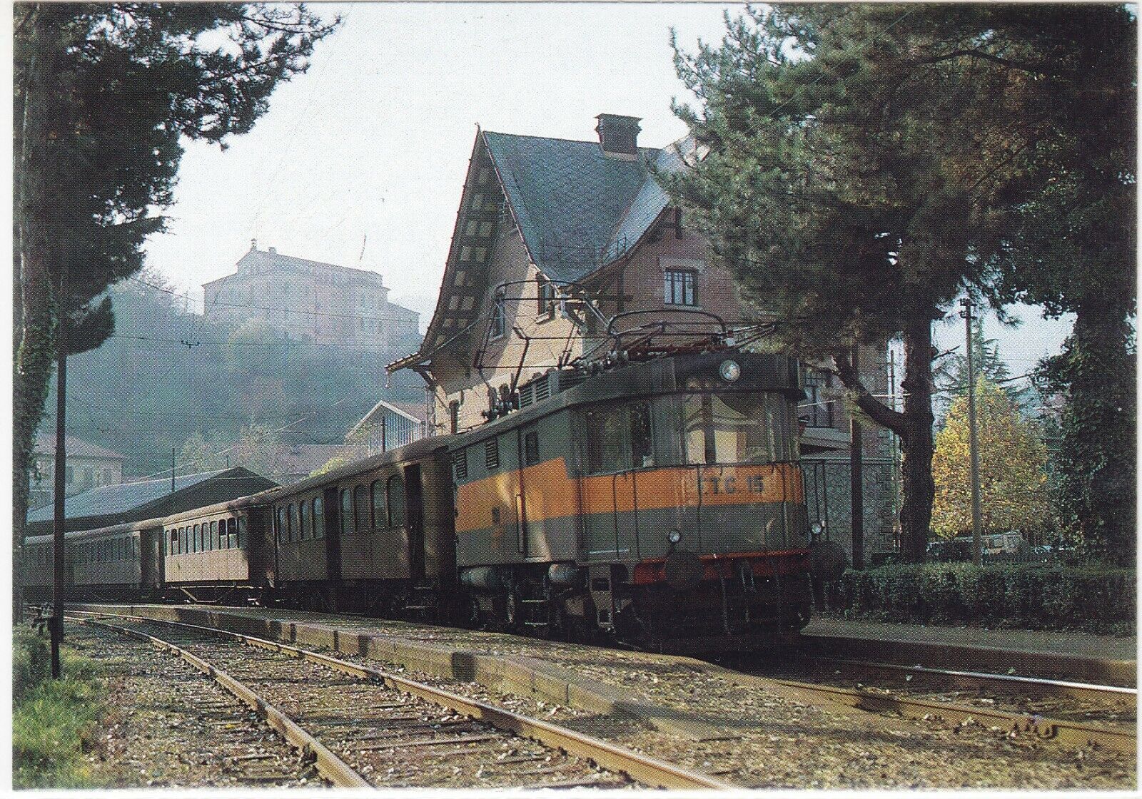 ITALY         *         Turin-Ceres railway - train at Lanzo Station in 1984 