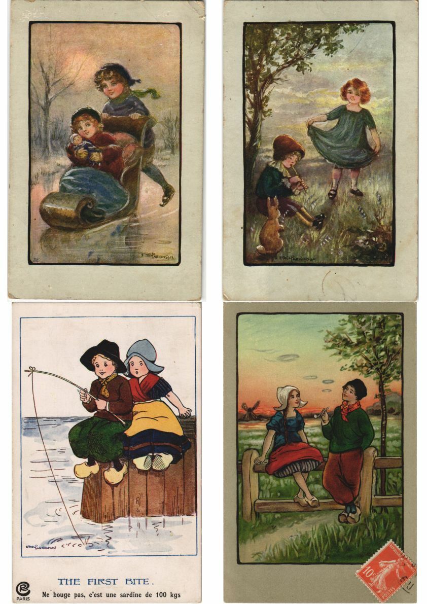 ETHEL PARKINSON ARTIST SIGNED CHILDREN 15 Vintage Postcards Pre-1920 (L3211)