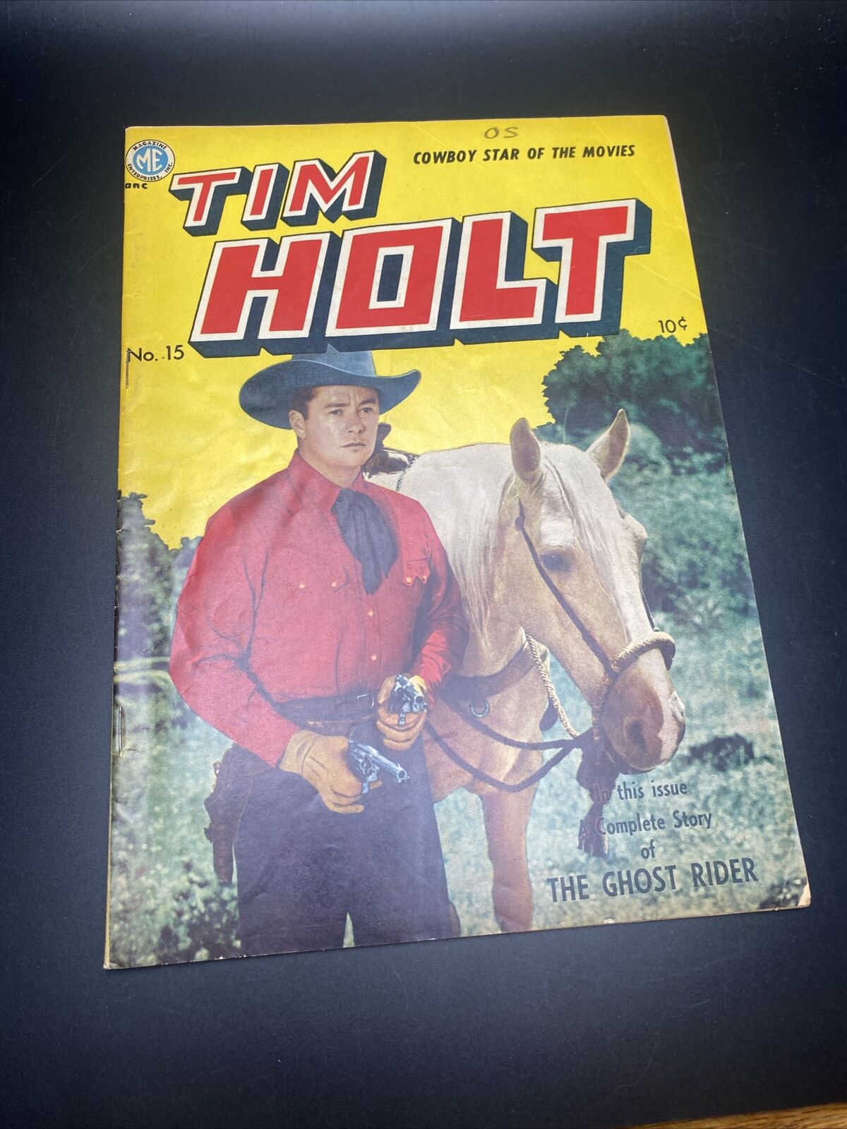 TIM HOLT #15 Golden Age 1950 First solo Ghost Rider featured story - VG+ OW page
