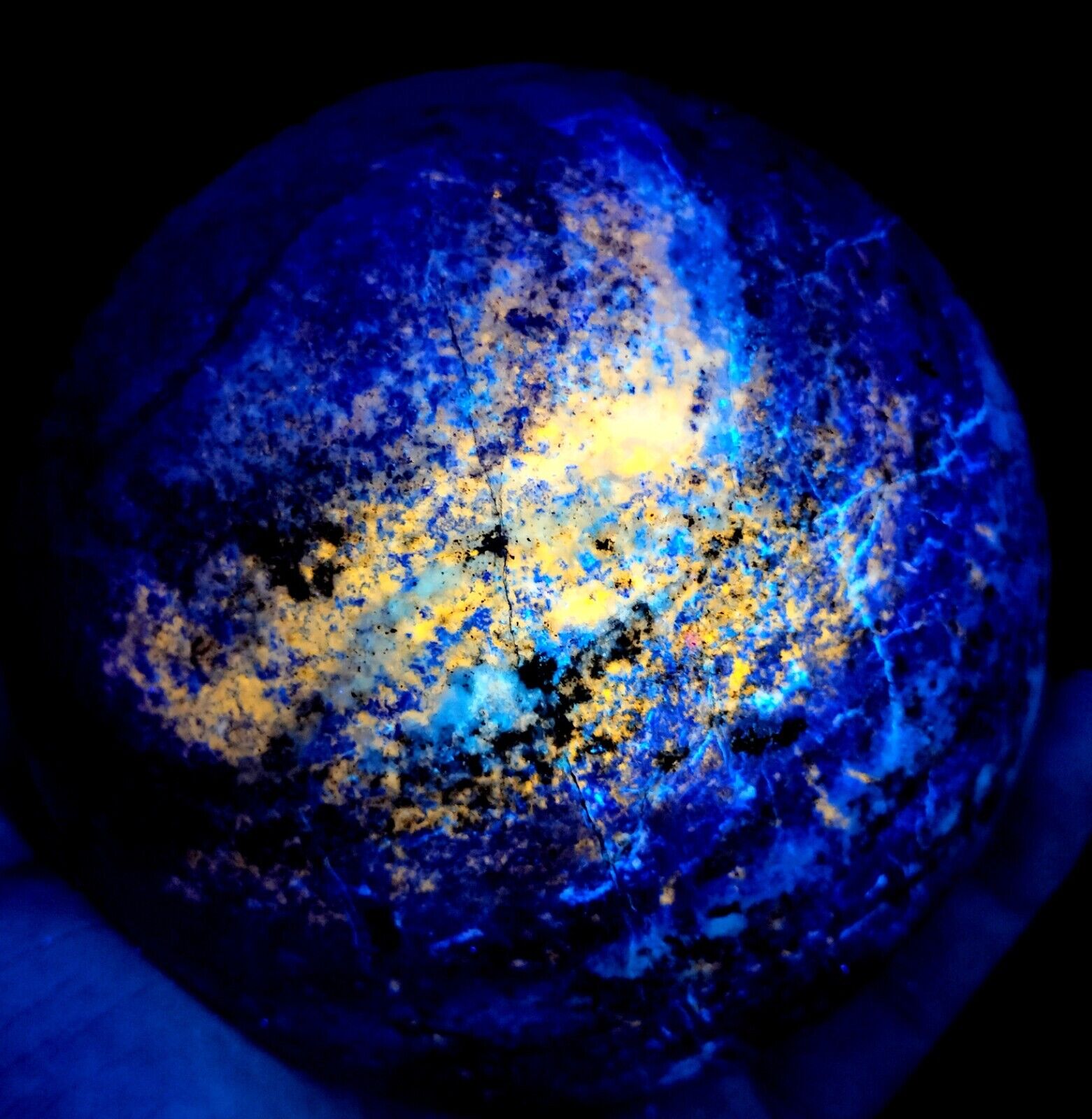 2118 Gm Beautiful Fluorescent Polish Lapis Lazuli With Pyrite Sphere~Afghanistan