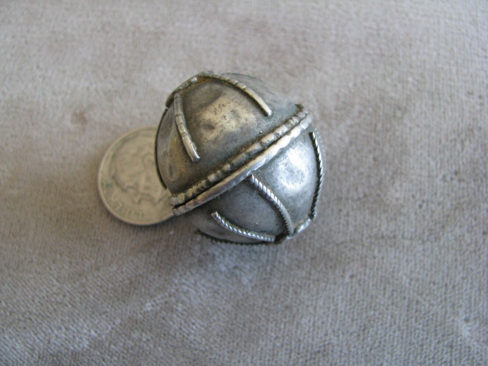 Large Antique Yemen Tribal Ethnic Silver Bead Hand Crafted 27x25mm