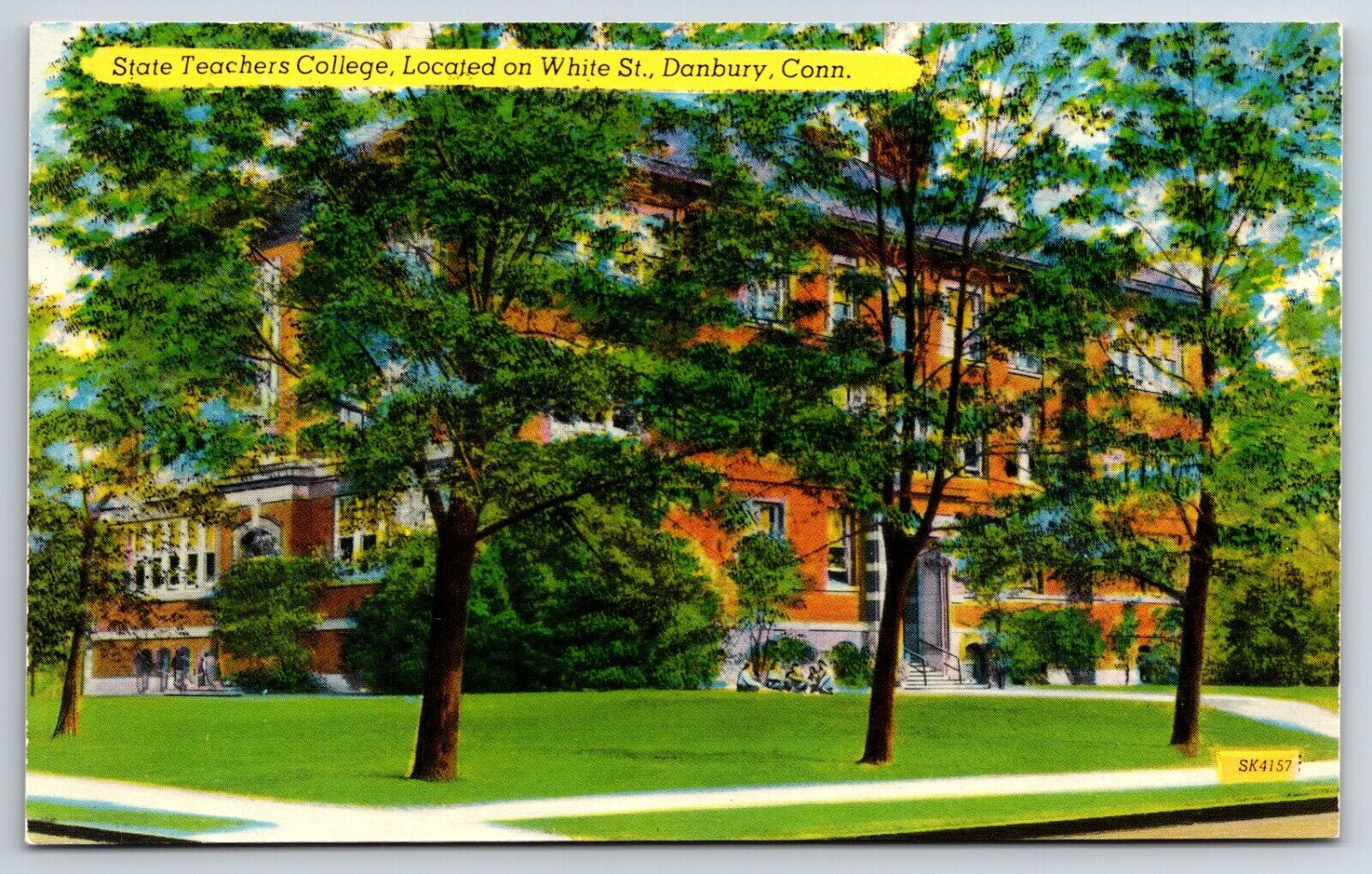State Teachers College Danbury Connecticut CT White St Colourpicture Postcard