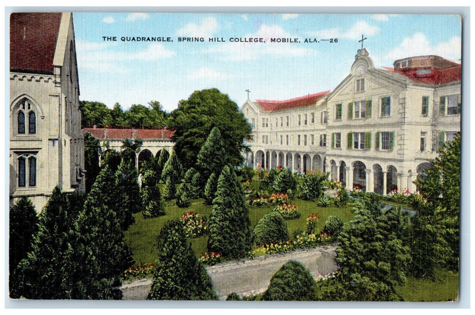 c1940\'s The Quadrangle Spring Hill College Mobile Alabama AL Vintage Postcard