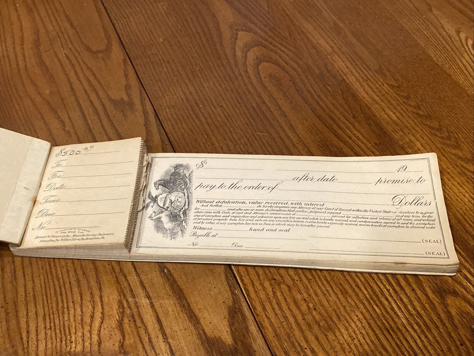 Antique Receipt Bill Note Book Deemer & Co Inc Scranton Wilkes Barre Hazleton PA
