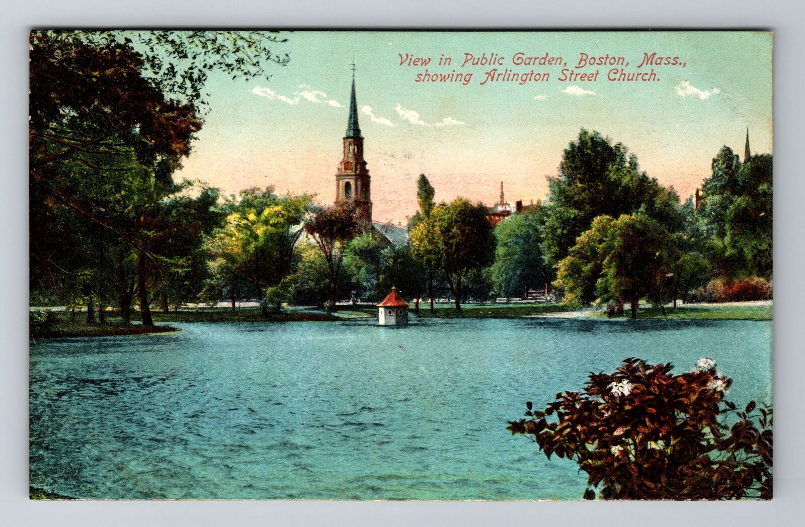 Boston, MA-Massachusetts, Public Garden Arlington St. Church, Vintage Postcard