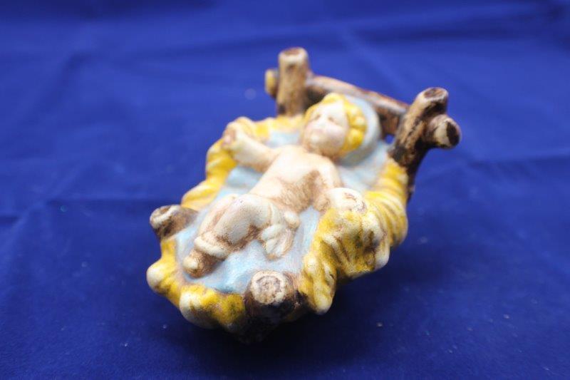 Vintage Ceramic Atlantic Mold Baby Jesus Nativity Scene  Painted Double Fired