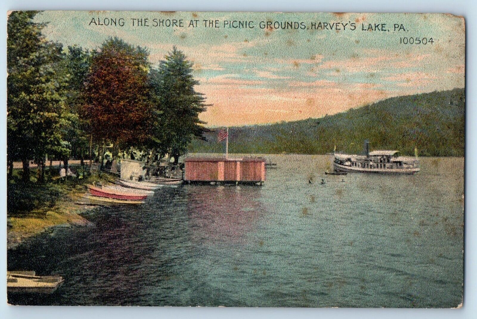 Harvey's Lake Pennsylvania PA Postcard Along Shore Picnic Grounds c1911 Vintage
