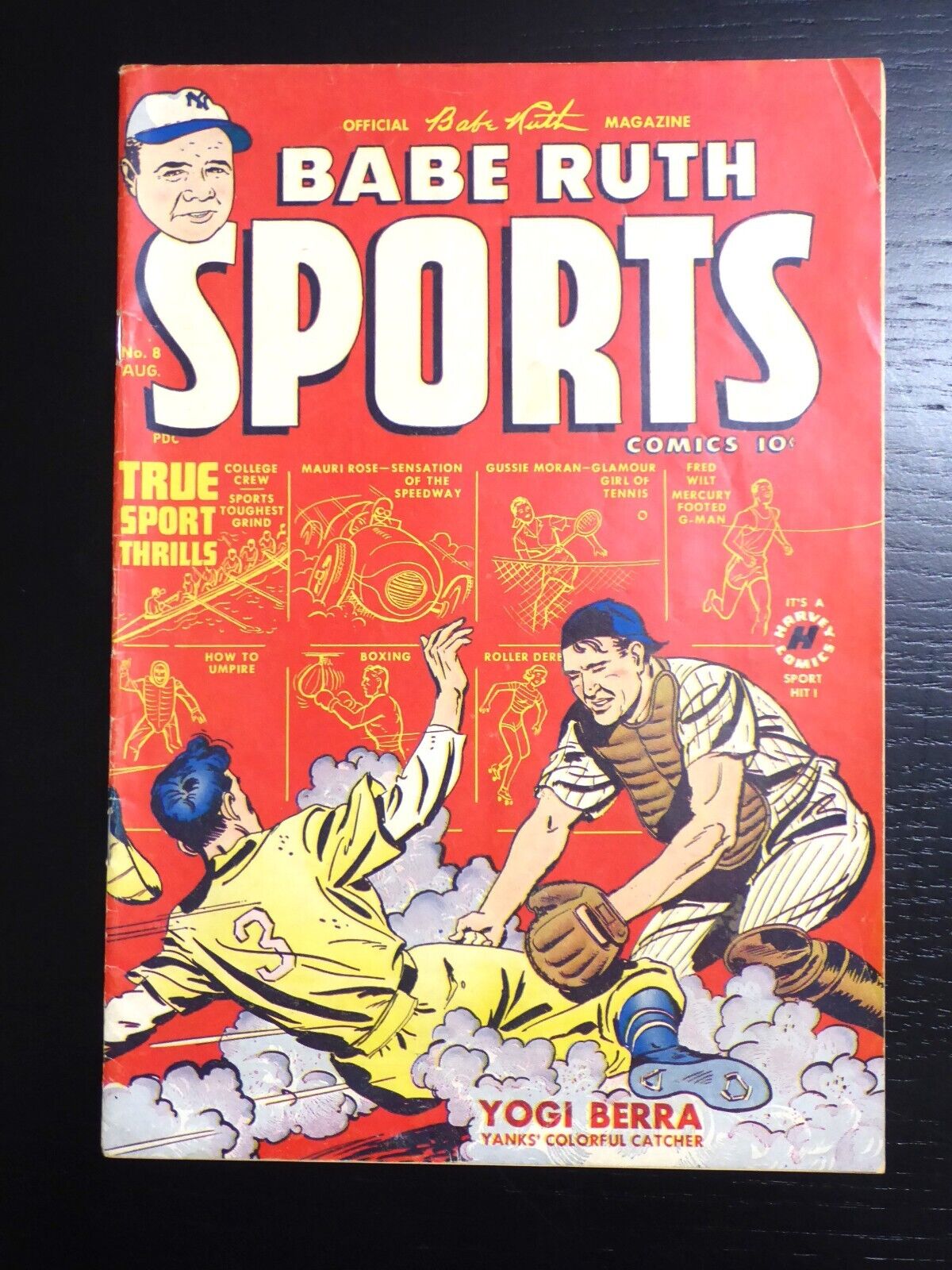 Babe Ruth Sports Comics #8, VG, August 1950, Yogi Berra Baseball Cover