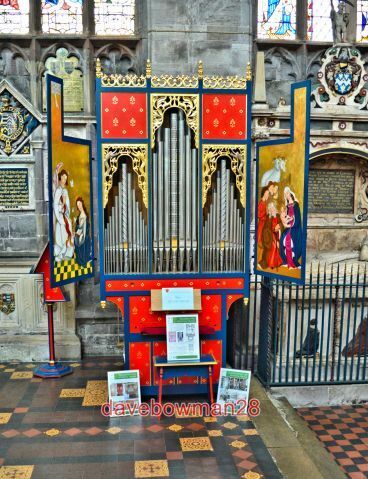 PHOTO  REPLICA MEDIEVAL ORGAN LUDLOW ON DISPLAY IN THE CHANCEL. AS A WOODWORKER