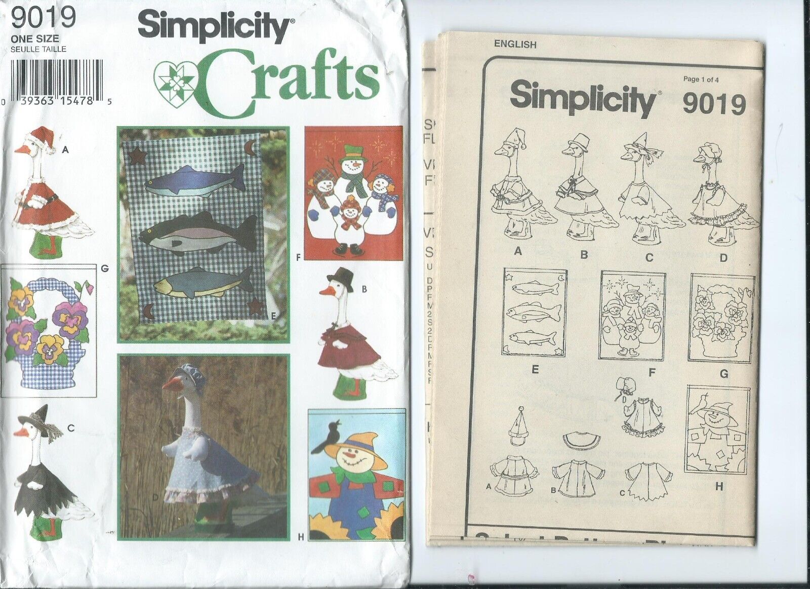 S 9019 sewing pattern LAWN GEESE Goose Bird CLOTHES & Seasonal FLAGS sew UNCUT