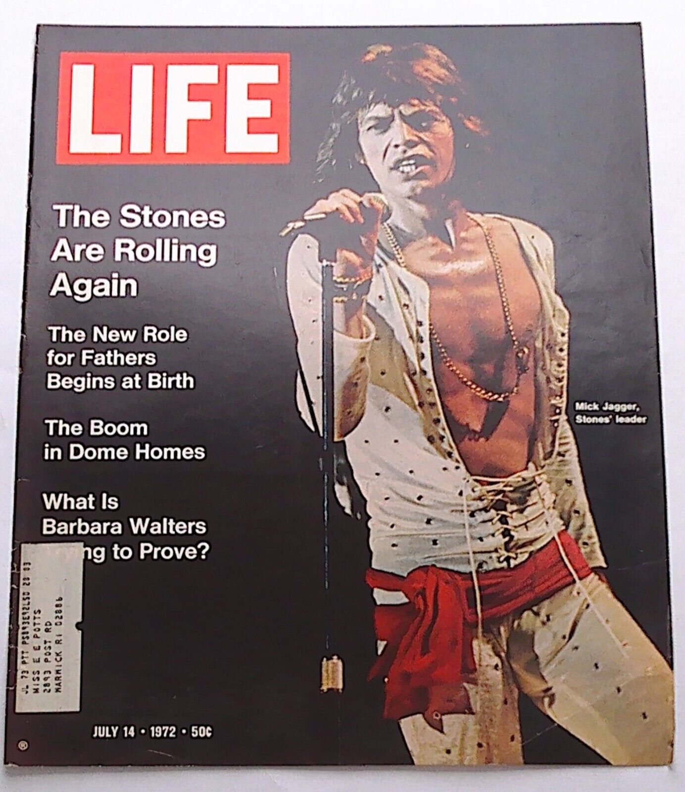 Life Magazine Cover Only  ( Mick Jagger ) July 14, 1972