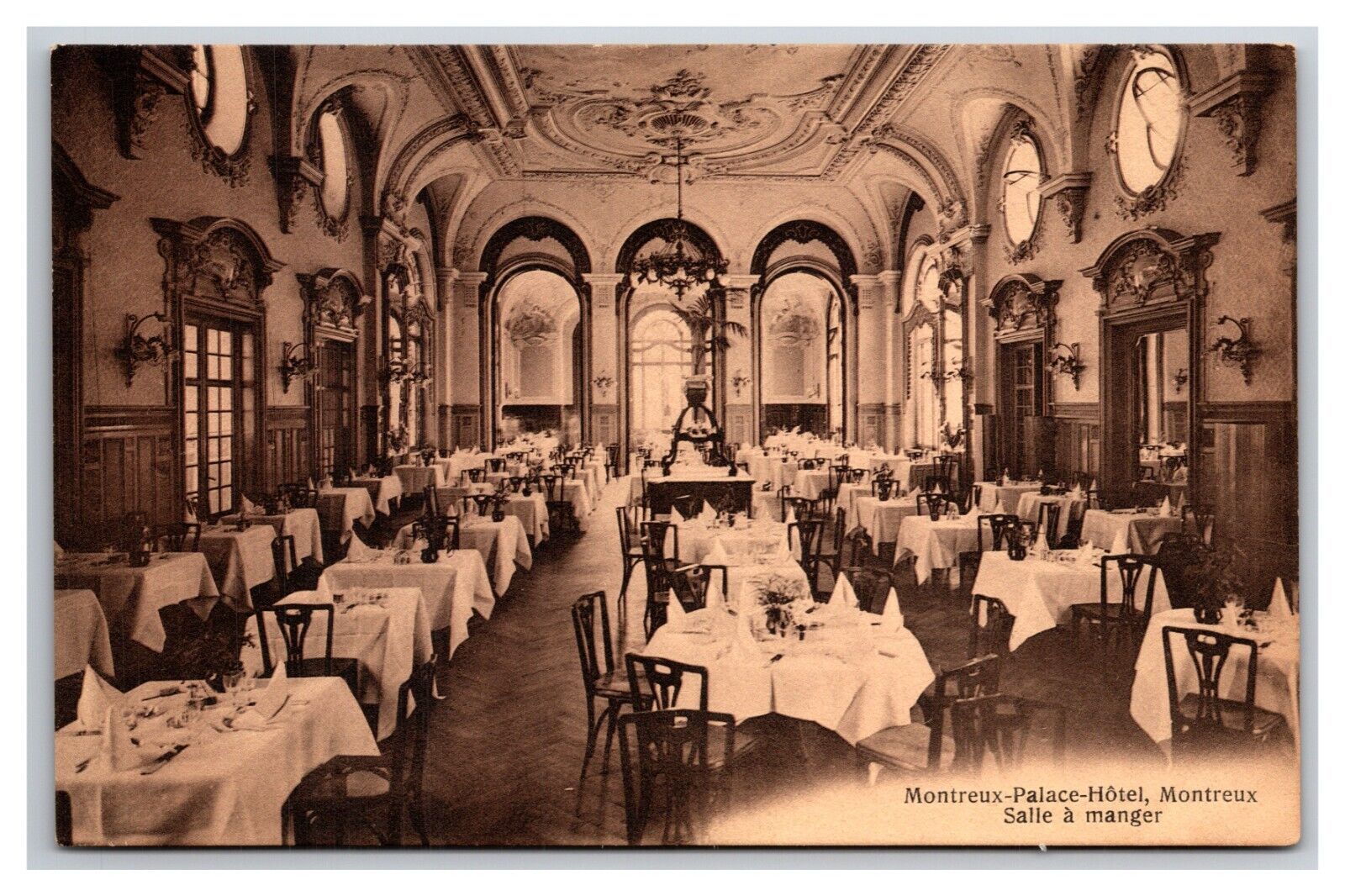 Montreux-Palace Hotel Restaurant Interior Switzerland UNP DB Postcard Y11