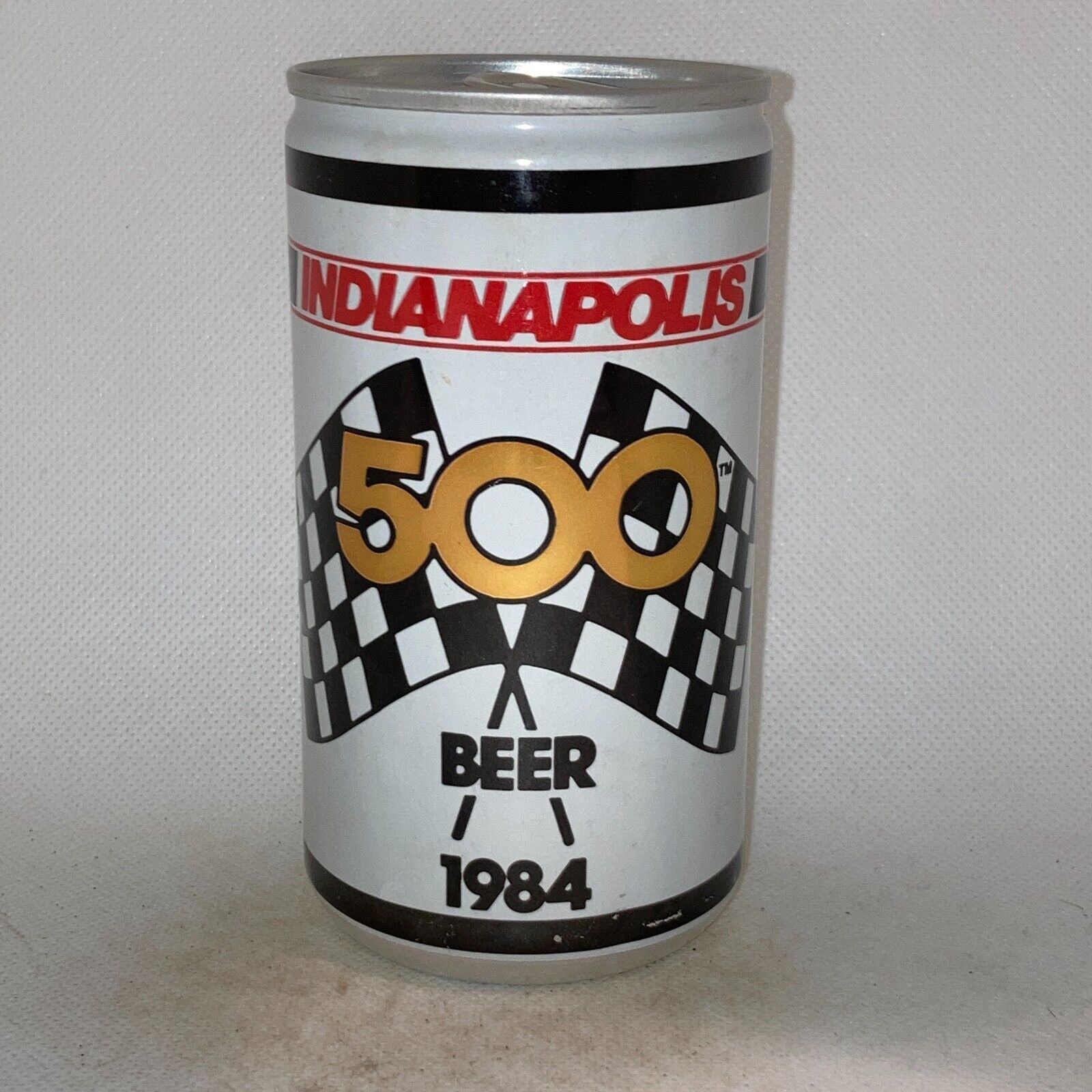 1984 Indianapolis 500 beer can, bottom opened