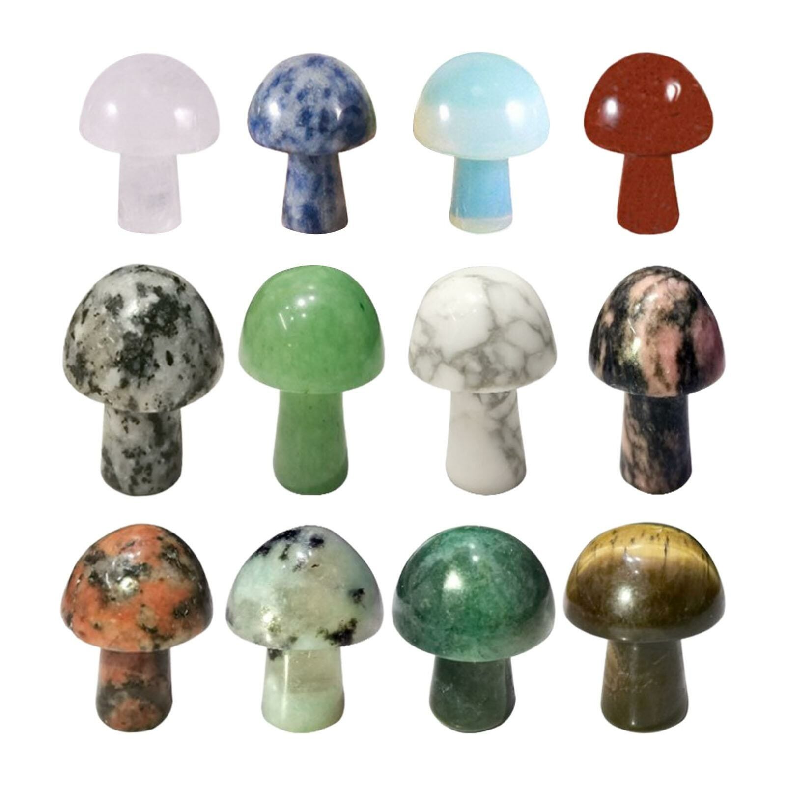 Mushroom Decor, 12 PCS Mini Crystal Mushroom Set Sculpture Decorative Gems