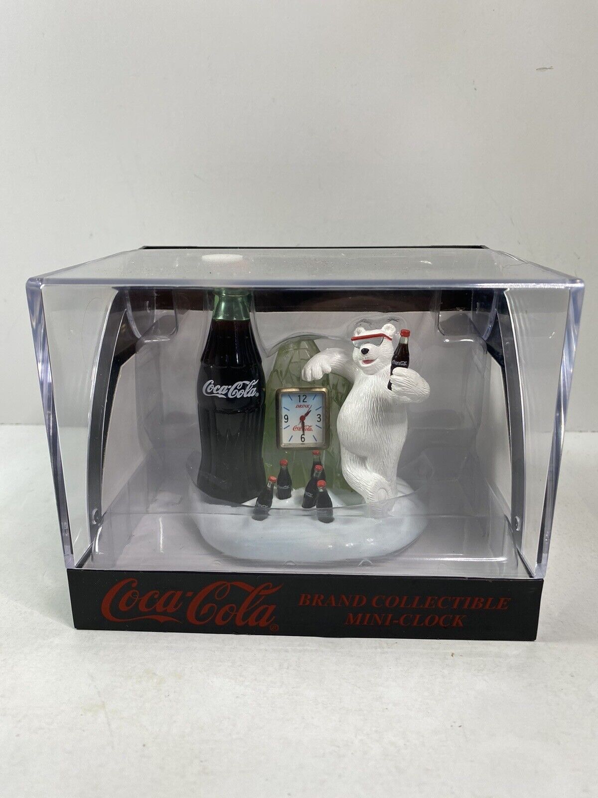 Vintage 1999 Coca Cola Collectible Polar Bear, Mini-Clock - Never Opened. New