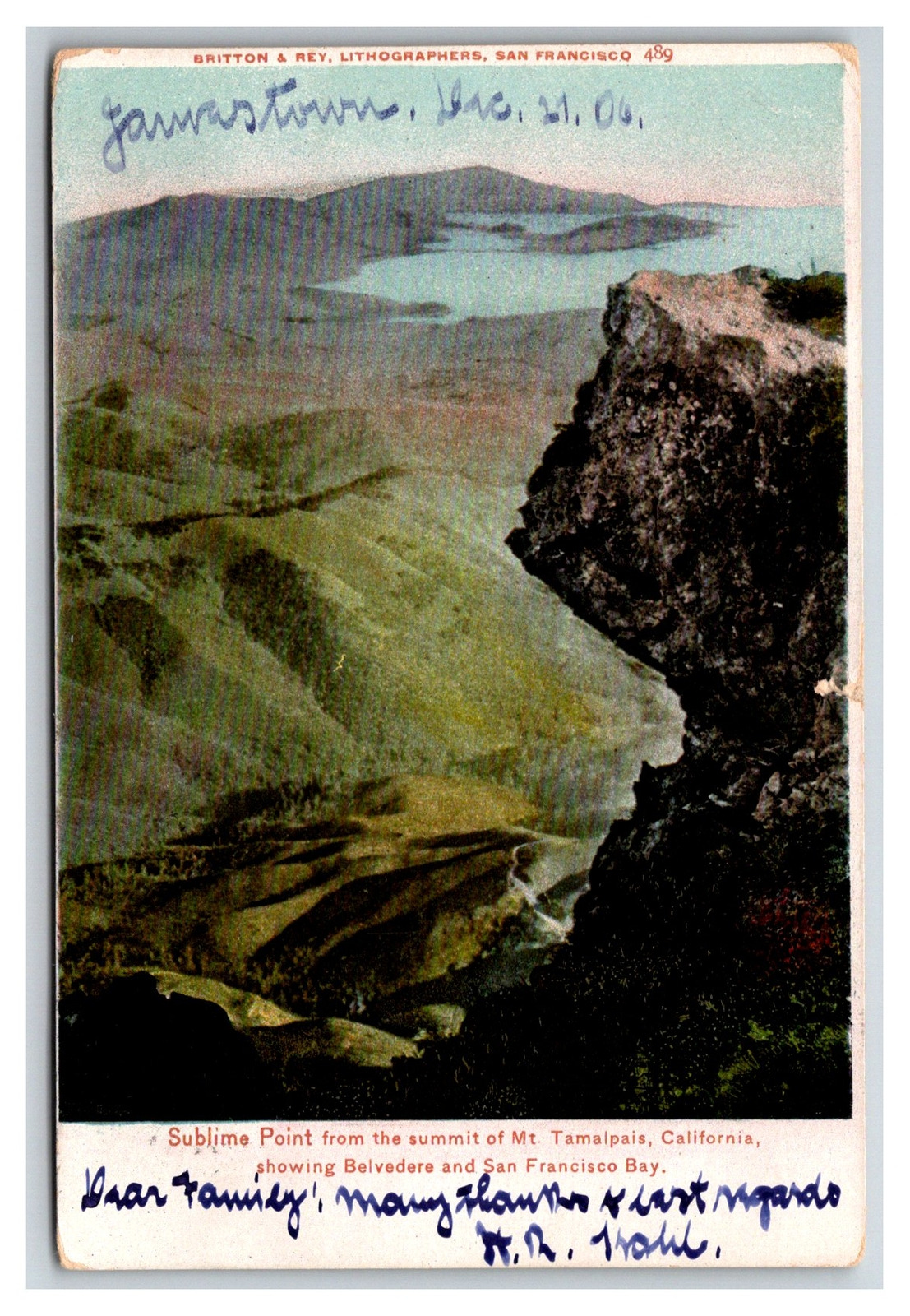 Early 1900s Sublime Point from Summit of Mt. Tamalpais, CA Marin