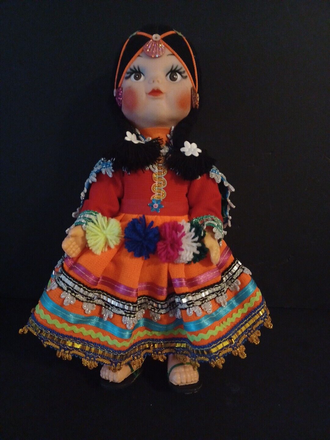 VTG Old Peruvian Doll Girl Colorful Cusco Andean Traditional Clothing 13\