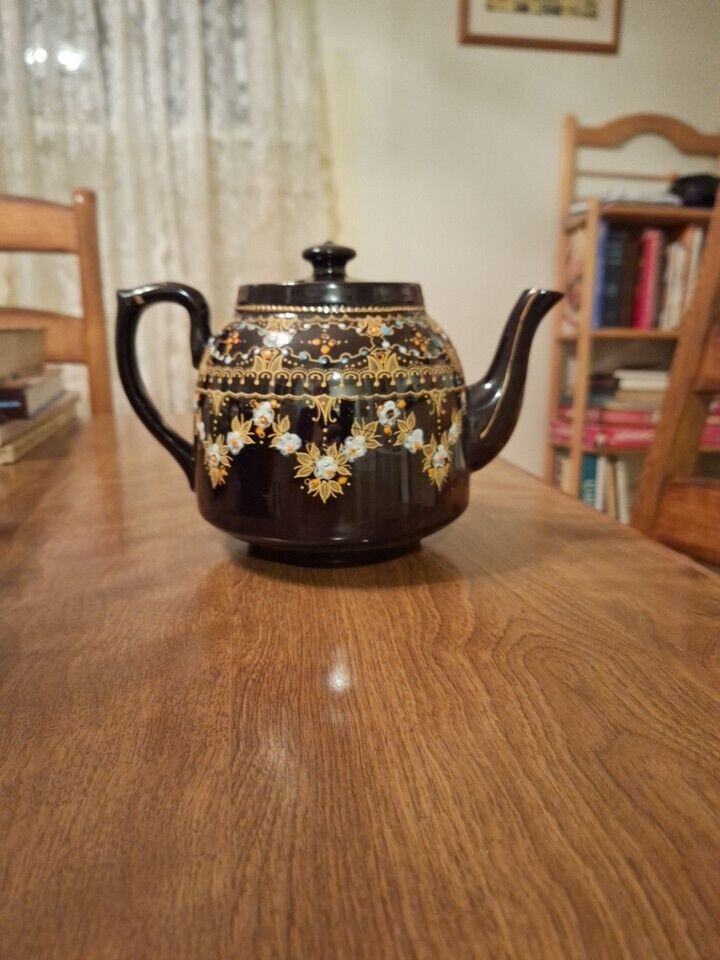 Vintage Price Bros M & M 1588 Teapot Handpainted Floral With Lid.