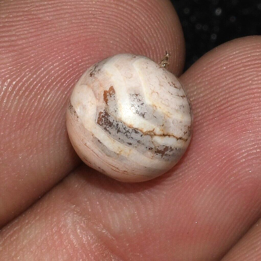 Authentic Ancient Round Etched Agate Bead with Patina over 2000 Years Old