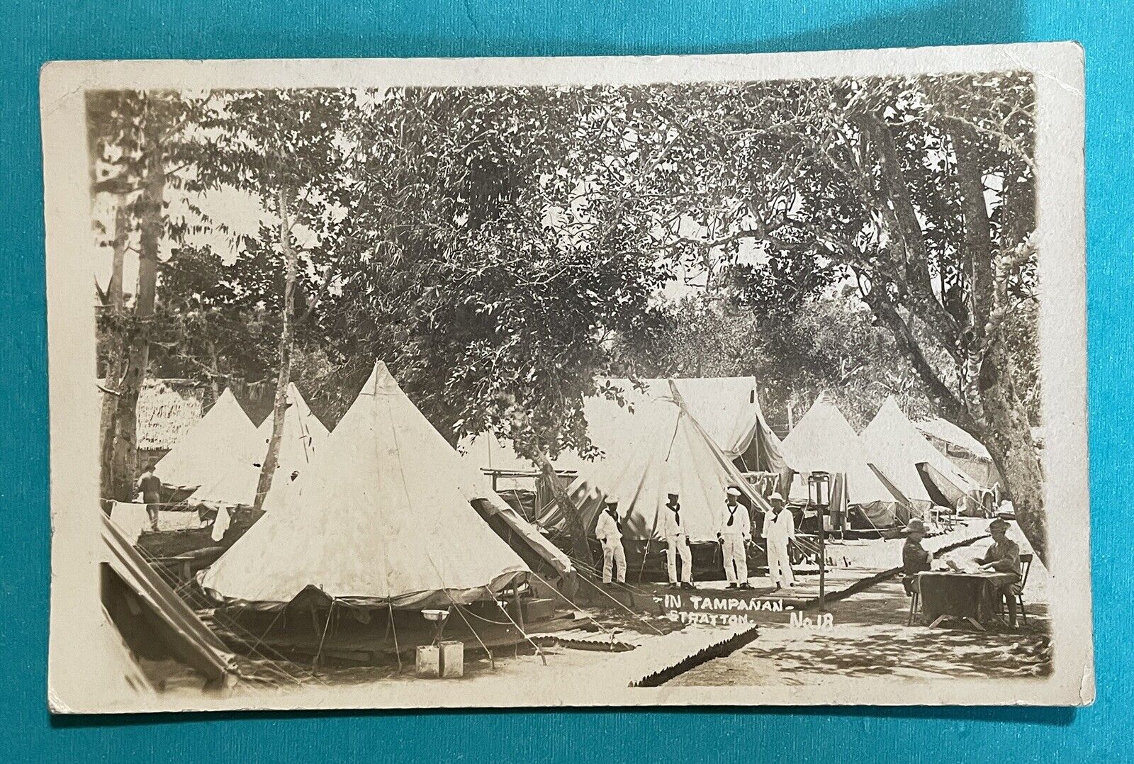 LAKE LANAO Sub post TAMPANAN Sailors Tents Philippines RPPC Postcard 1907-1917