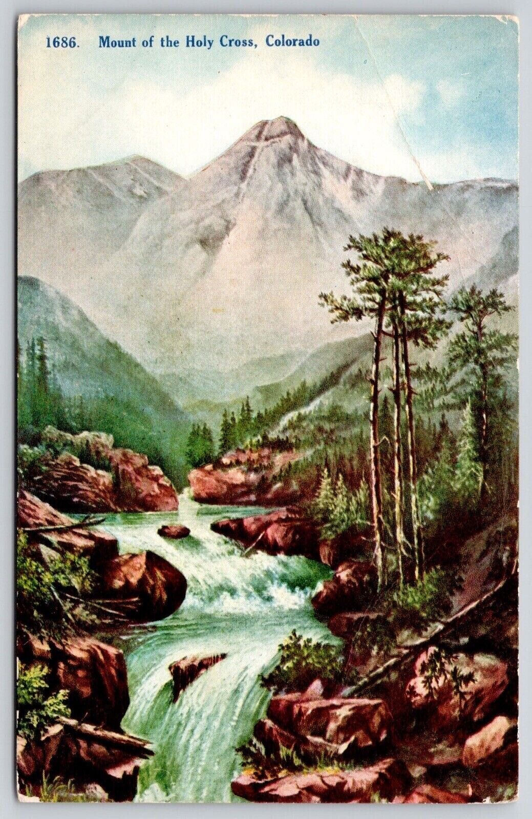 Mount Holy Cross Colorado Forest Mountains River Rapids Riverfront VNG Postcard