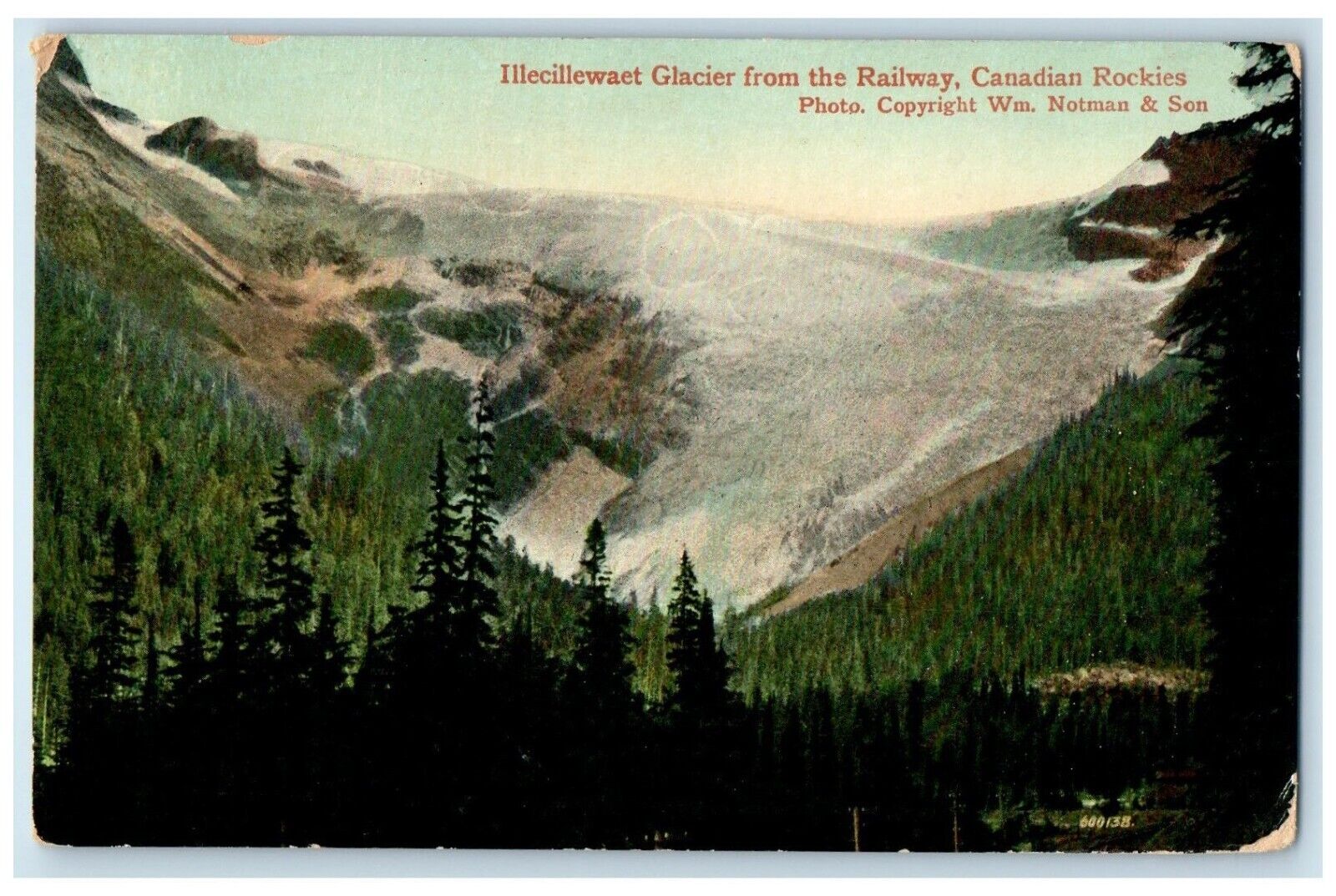 c1913 Illecillewaet Glacier Railway Canadian Rocks Plymouth Kansas KS Postcard