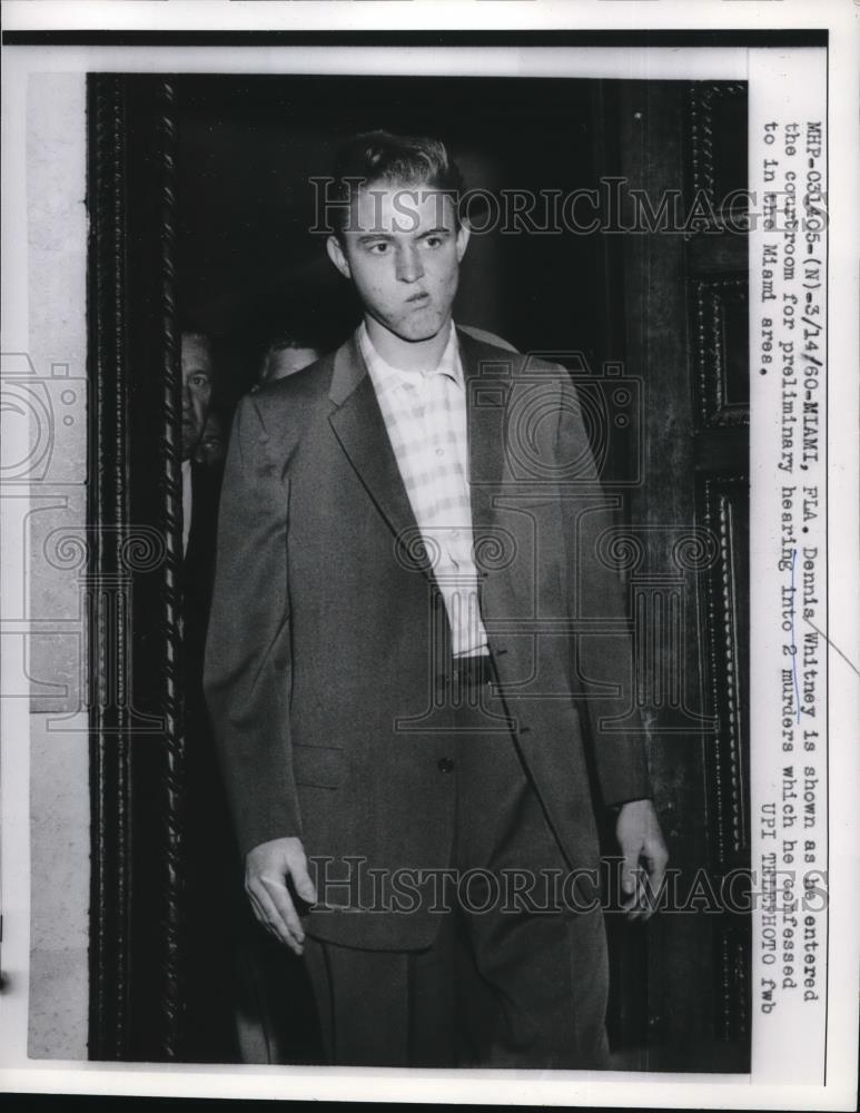 1960 Media Photo Murder Suspect Dennis Whitney Enters Miami Courtroom