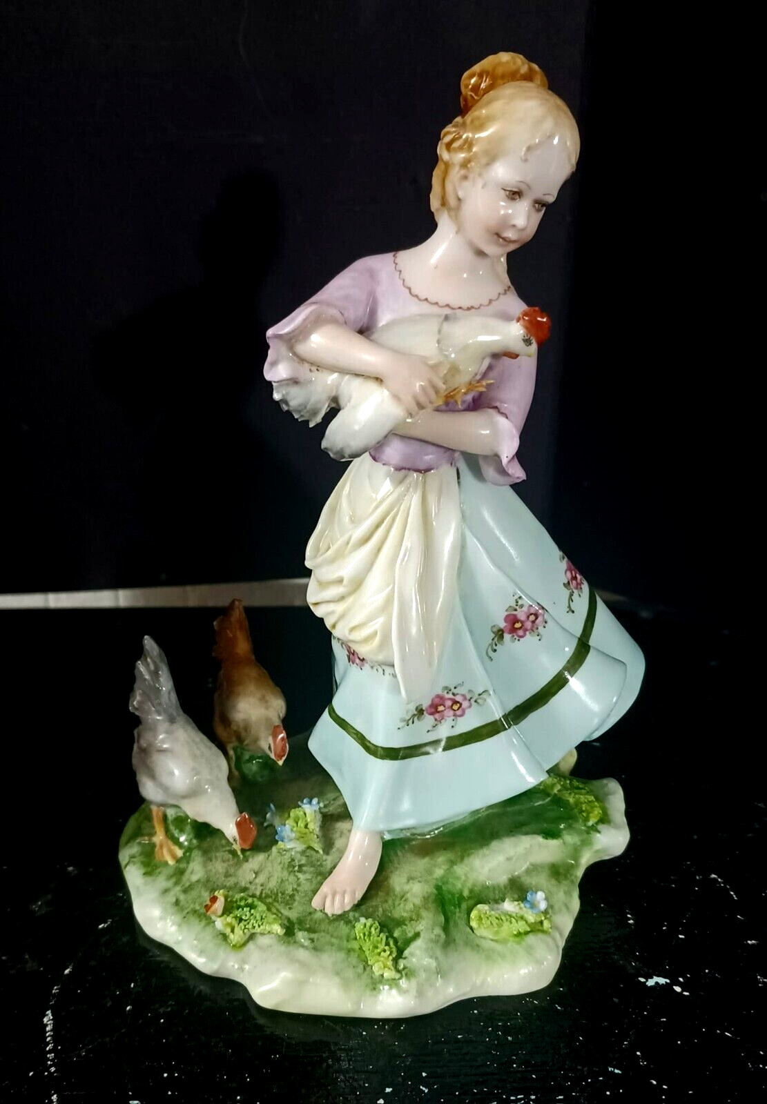 Antique Italian Capodimonti Porcelain Figurine, Peasant Girl, 6