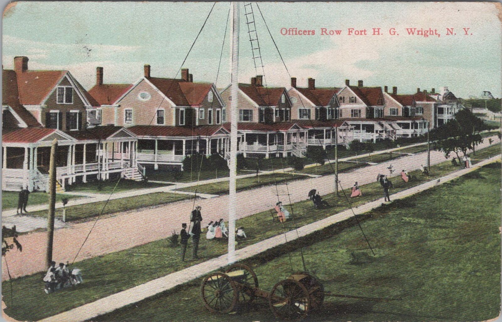 Officers Row Fort H. G. Wright New York Fishers Island 1910 Postcard