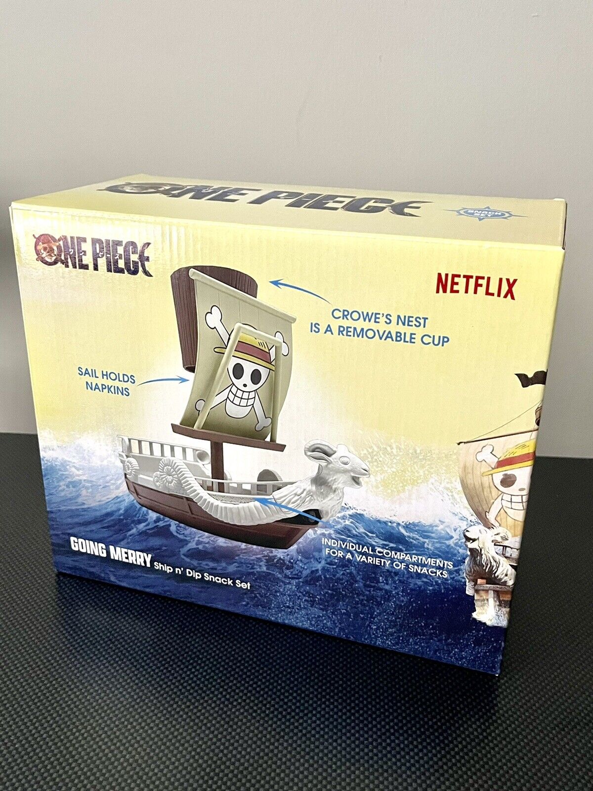 One Piece Anime Going Merry Ship N Dip Snack Set Netflix Collectors Brand New