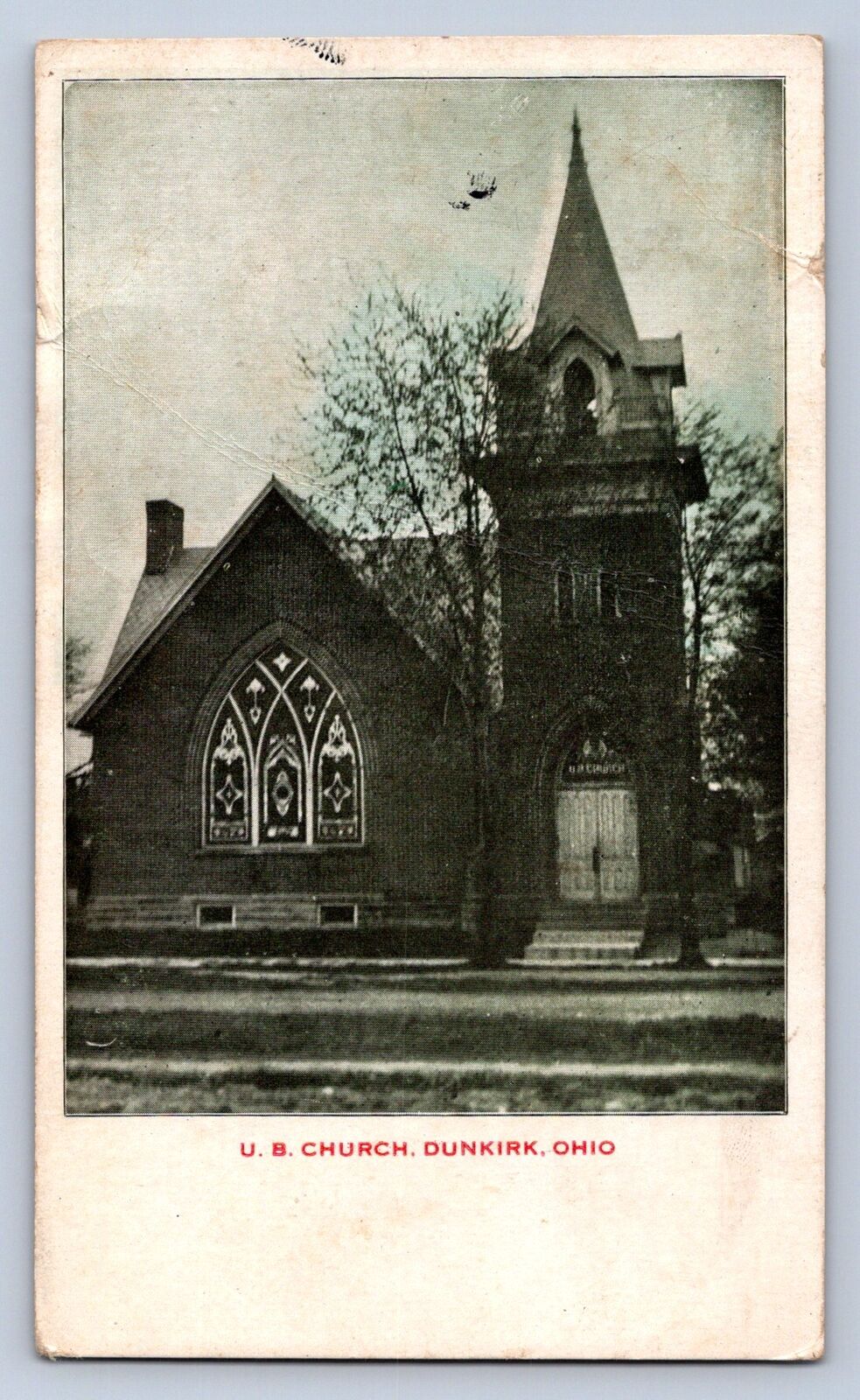 K2/ Dunkirk Ohio Postcard c1910 U.B. Church Building  2