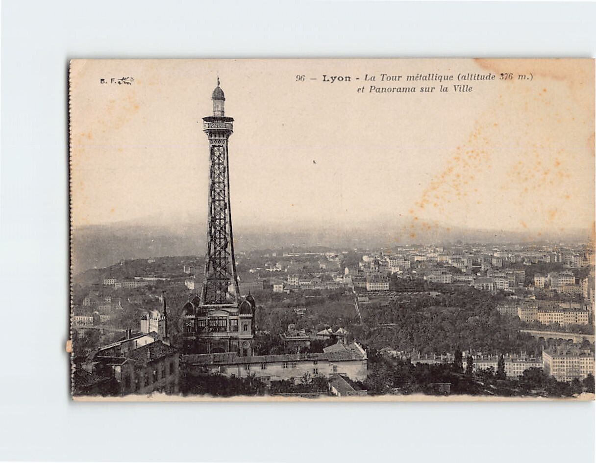 Postcard La Tour métallique et Panorama sur la Ville Lyon France