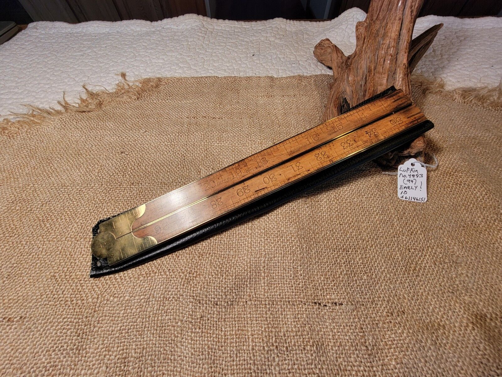 Rare Antique Lufkin No. 4883 (94) boxwood folding rule ruler 48\