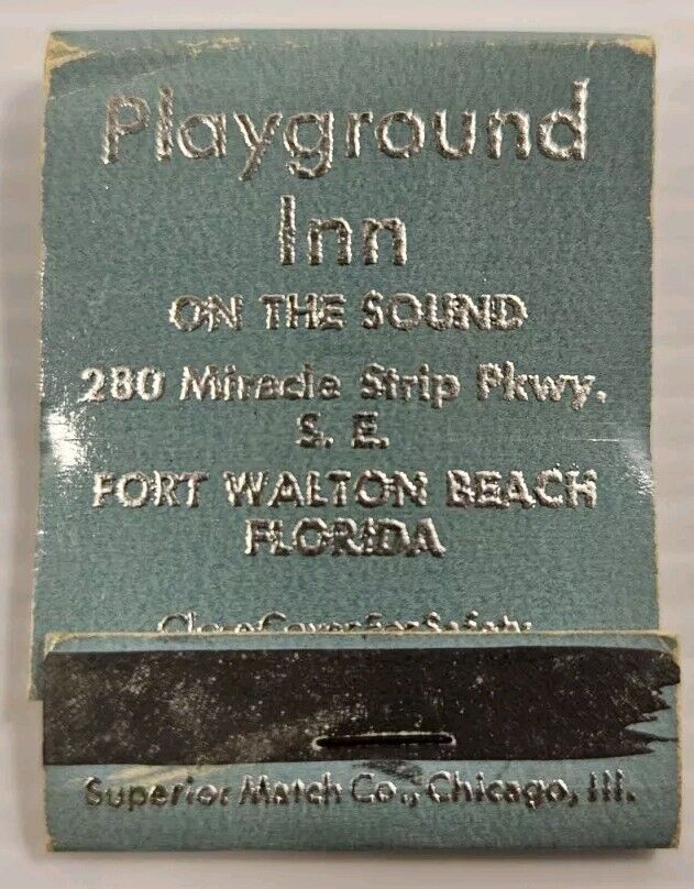 Playground Inn Vintage Front Strike Matchbook Fort Walton Beach Florida