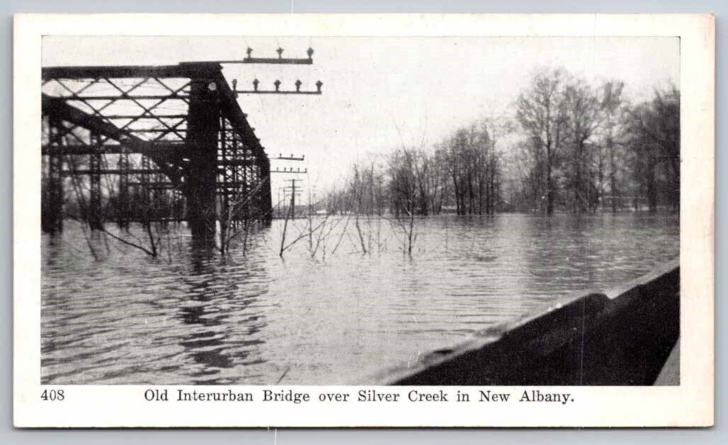 eStampsNet - Flood Old Interurban Bridge Over Silver Creek New Albany Postcard 