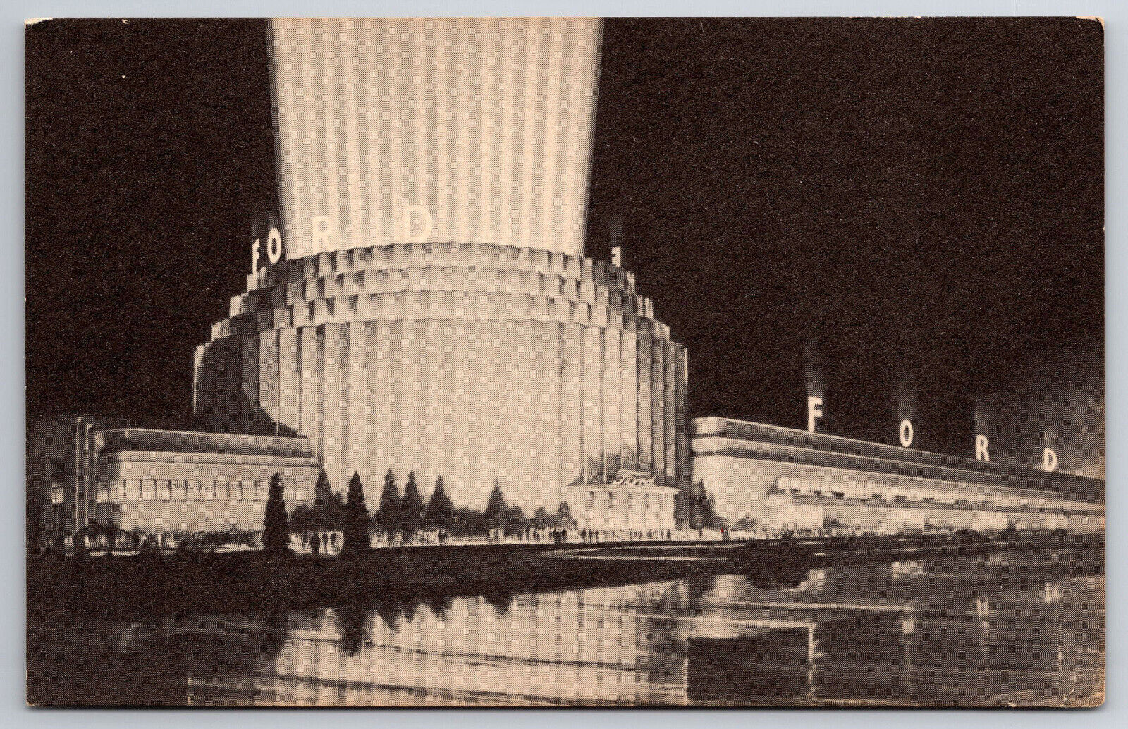 Vintage C1934 Postcard Ford Exposition Building Drawn By Hugh Feriss T008