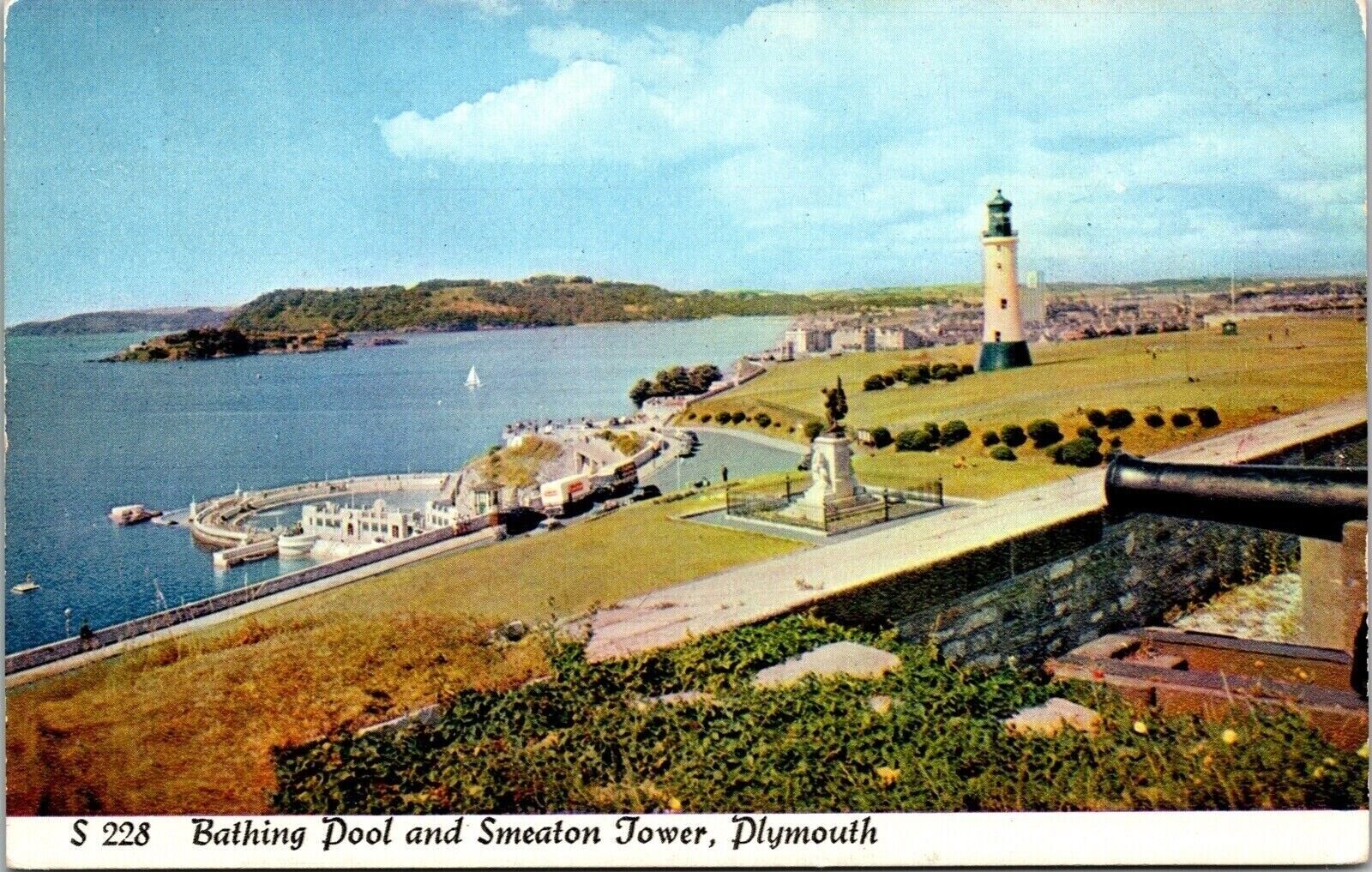 Plymouth Massachusetts Bathing Pool & Smeaton Tower Scenic Chrome Postcard