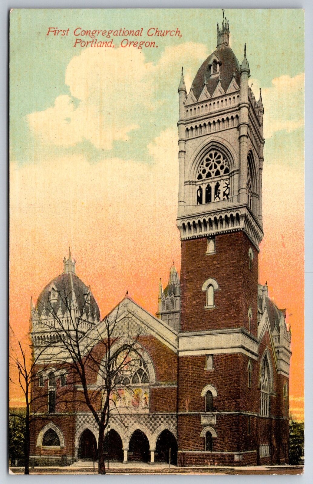 Portland Oregon~1st Congregational Church~c1910 Postcard