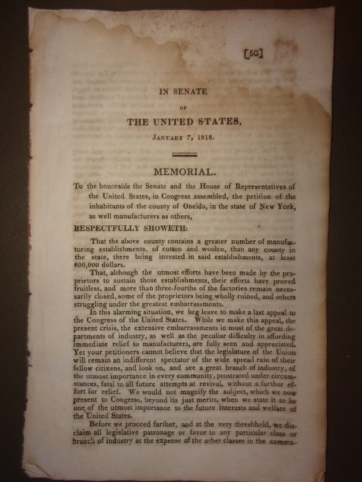 1818- In Senate of The United States- 6 pages