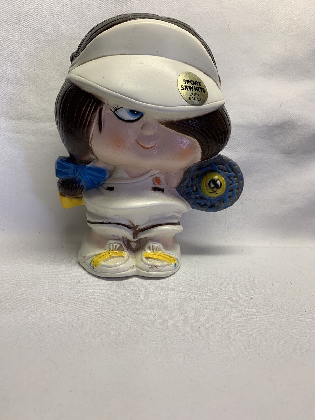 Skwirts Coin Bank 1980 Sally Serve 8 Inches Tall And 6 Inches Wide